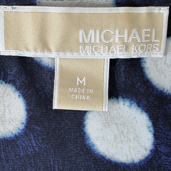 Michael Kors White Polka Dot Navy Blue Sleeveless Top Sz M - Picture 6 of 9